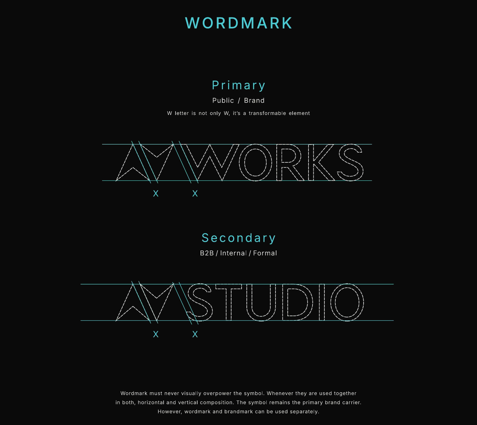 AV WORKS and AV STUDIO wordmark construction system.