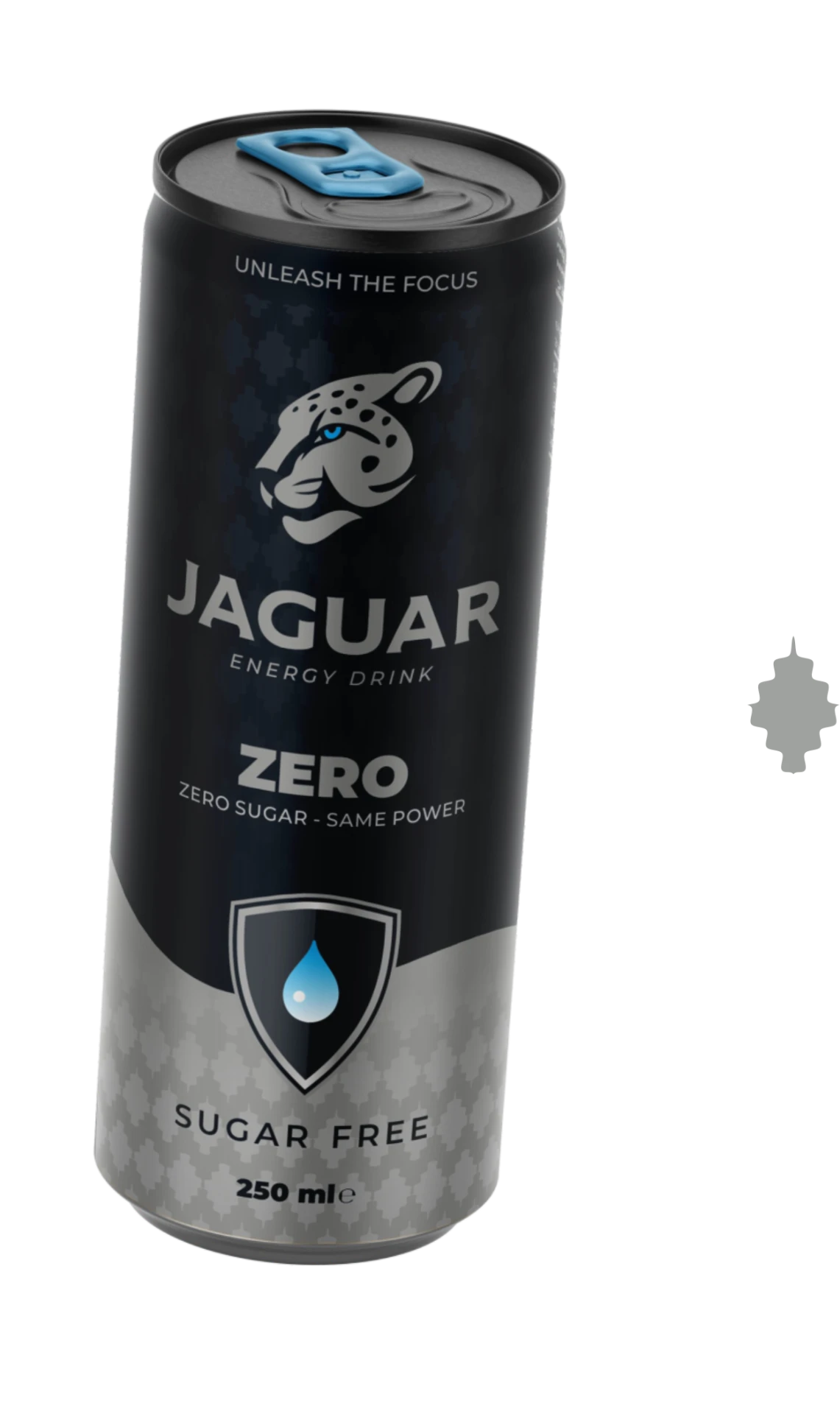 Jaguar can, silver on black